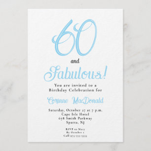 Arctic Blue Sixty and Fabulous 60th Birthday Party Invitation