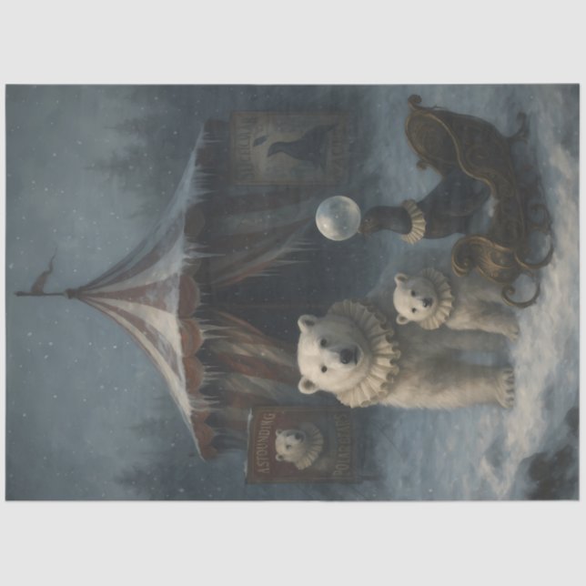 Arctic Circus Polar Bear Winter Carnival Decoupage Tissue Paper (Front)