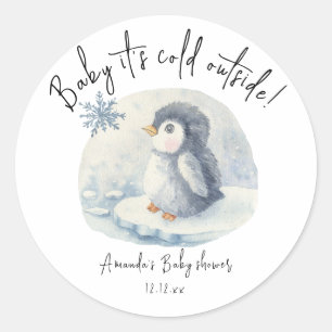 Arctic cute Penguin - baby it's cold outside Classic Round Sticker