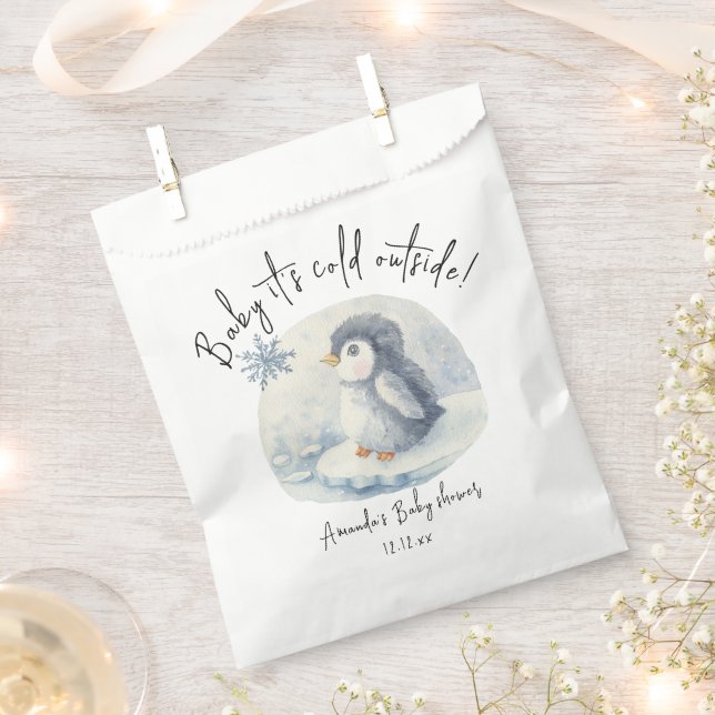 Arctic cute Penguin - baby it's cold outside Favour Bags (Clipped)