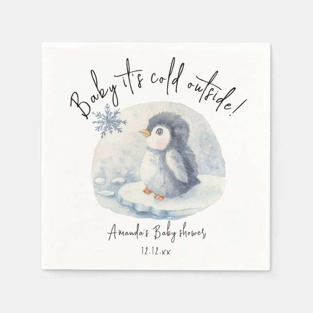 Arctic cute Penguin - baby it's cold outside Napkin (Front)