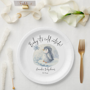 Arctic cute Penguin - baby it's cold outside Paper Plate