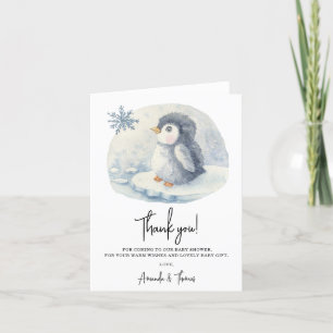 Arctic cute Penguin thank you baby shower  Card