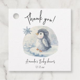 Arctic cute Penguin thank you baby shower Favour Tags