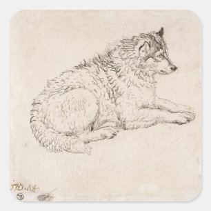 Arctic Dog, Facing Right (pencil on paper) Square Sticker