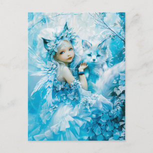 Arctic Fairy and Polar Fox by Lake Postcard