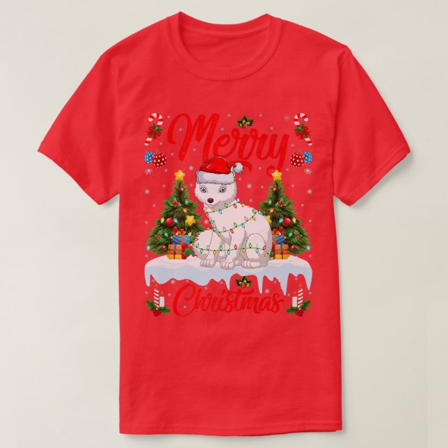 Arctic Fo Lover Xmas Lighting Santa Arctic Fo Chri T-Shirt (Design Front)