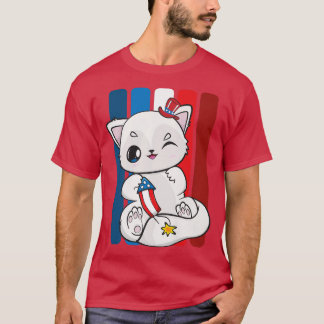 Arctic Fox And Fireworks Director For 4th Of July  T-Shirt