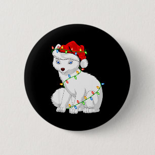 Arctic Fox Animal Lover Xmas Santa Hat Arctic Fox  6 Cm Round Badge