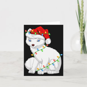 Arctic Fox Animal Lover Xmas Santa Hat Arctic Fox  Card