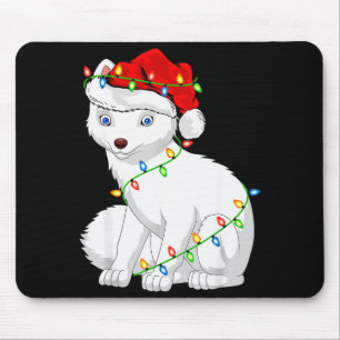 Arctic Fox Animal Lover Xmas Santa Hat Arctic Fox Mouse Mat