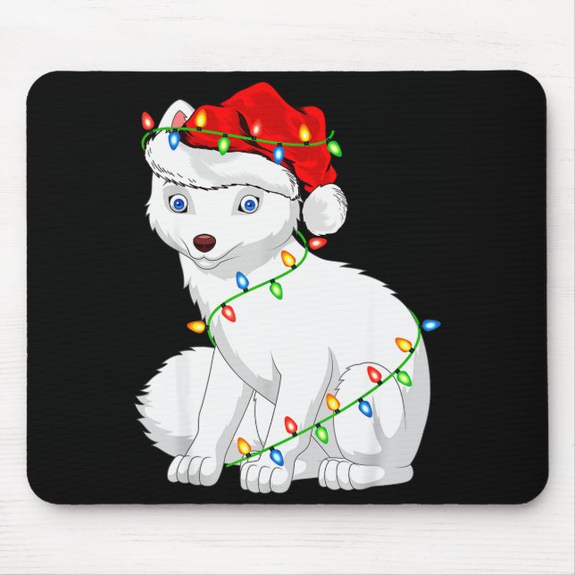 Arctic Fox Animal Lover Xmas Santa Hat Arctic Fox  Mouse Mat (Front)