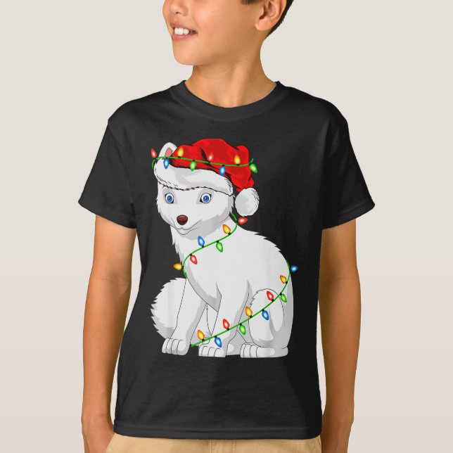 Arctic Fox Animal Lover Xmas Santa Hat Arctic Fox  T-Shirt (Front)