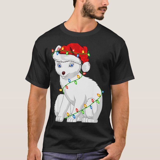 Arctic Fox Animal Lover Xmas Santa Hat Arctic Fox  T-Shirt (Front)
