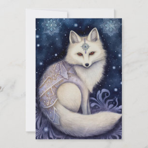 Arctic Fox Boho Mystical Art Holiday Card