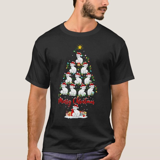 Arctic Fox Christmas Tree Lights  Arctic Fox Xmas T-Shirt (Front)