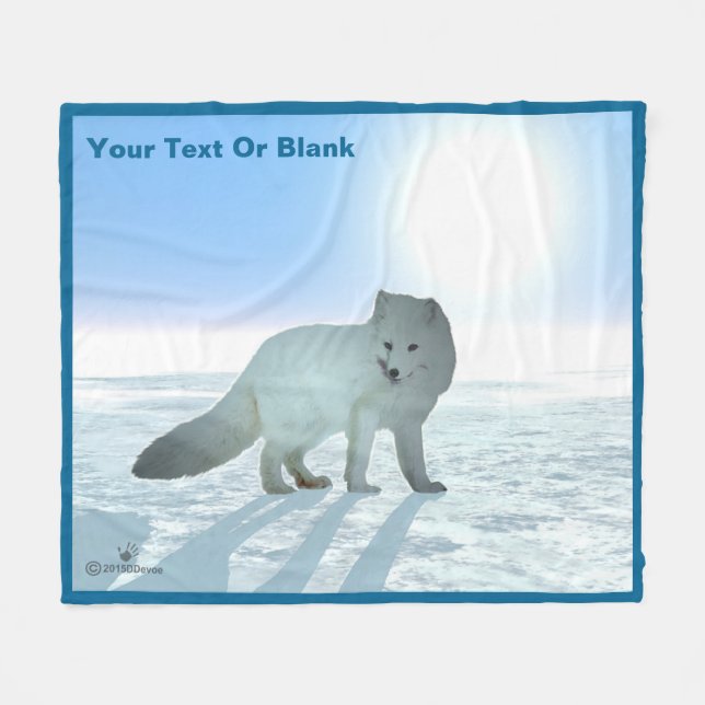Arctic Fox Fleece Blanket (Front (Horizontal))