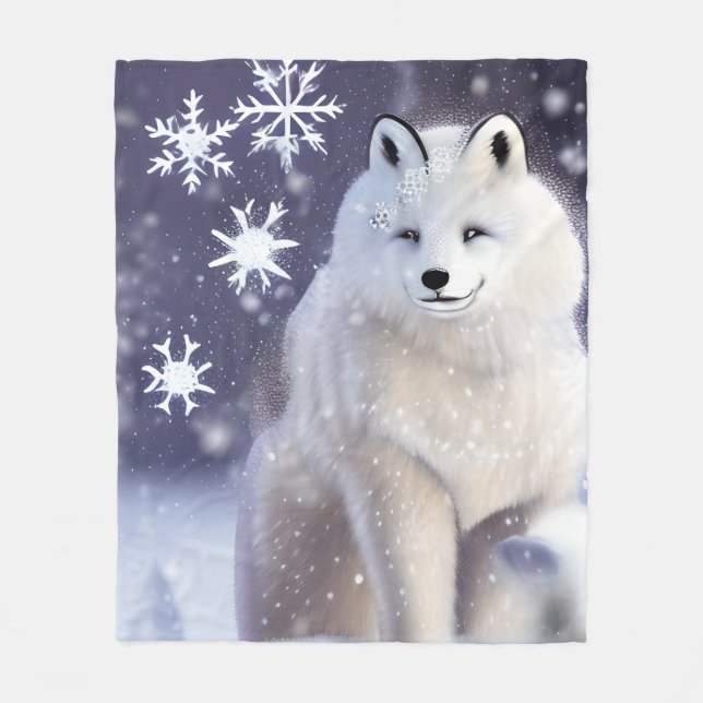 Arctic Fox  Fleece Blanket (Front)
