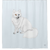 Arctic Fox Hand-Drawn Airbrushed Art on Icy Blue