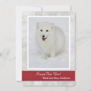 Arctic Fox Happy New Year's Card