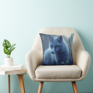Arctic Fox in Lavender Field at Dusk Cushion