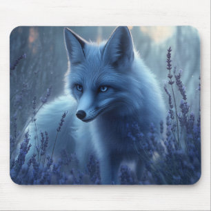 Arctic Fox in Lavender Field at Dusk Mouse Mat
