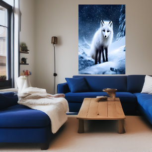 Arctic Fox in the mountain   AI Art Poster
