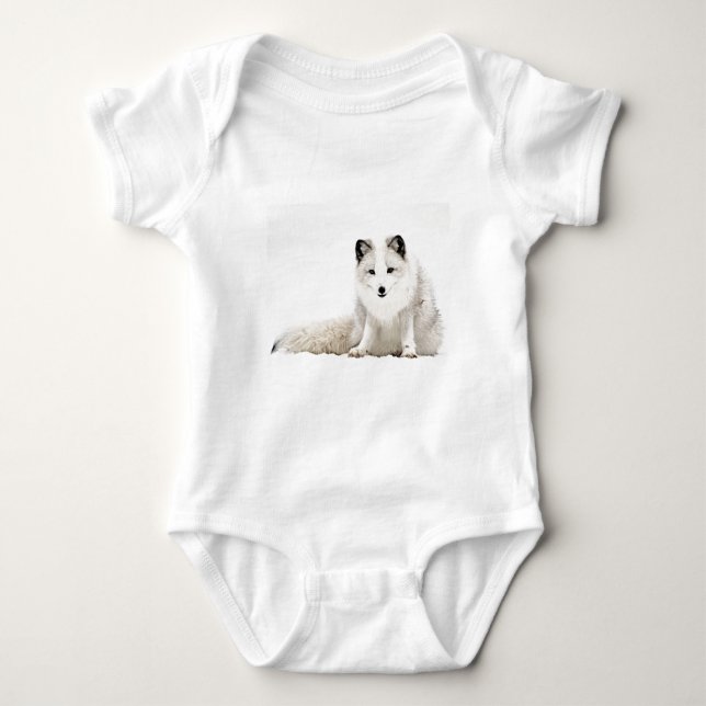 Arctic Fox in the Snow Baby Bodysuit (Front)