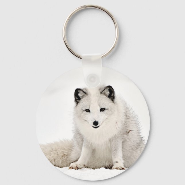 Arctic Fox in the Snow Key Ring (Front)