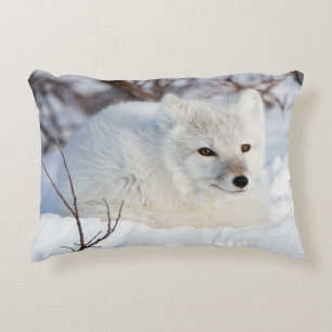 Arctic Fox in winter Decorative Cushion