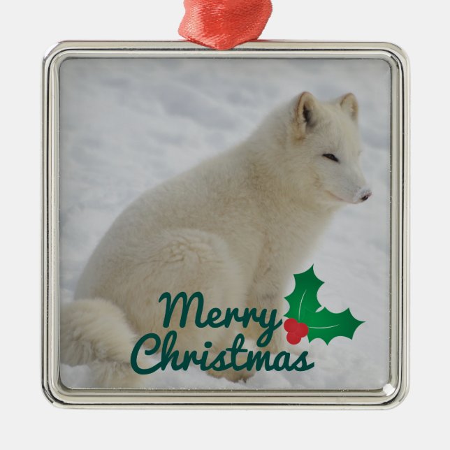Arctic Fox Metal Tree Decoration (Front)
