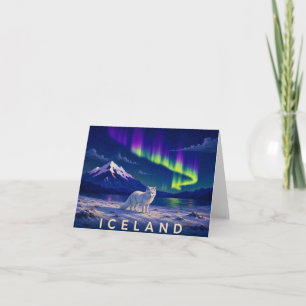 Arctic Fox Northern Lights Iceland Thank You Card