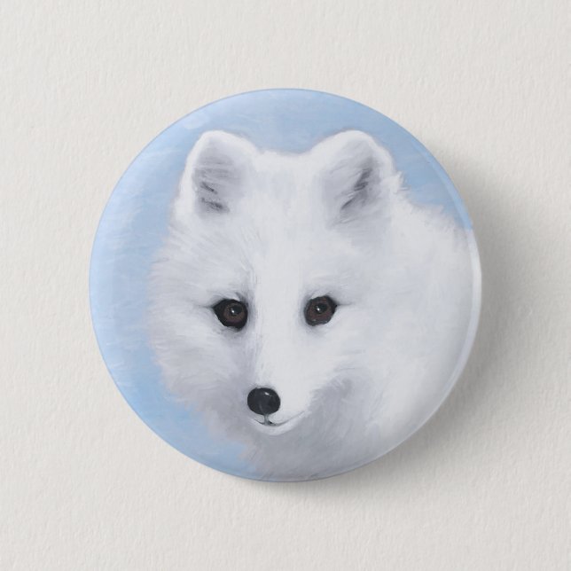 Arctic Fox Painting - Original Wildlife Art 6 Cm Round Badge (Front)