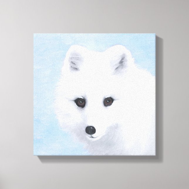 Arctic Fox Painting - Original Wildlife Art Canvas Print (Front)