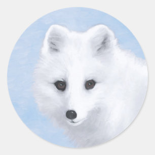 Arctic Fox Painting - Original Wildlife Art Classic Round Sticker