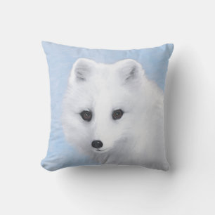 Arctic Fox Painting - Original Wildlife Art Cushion