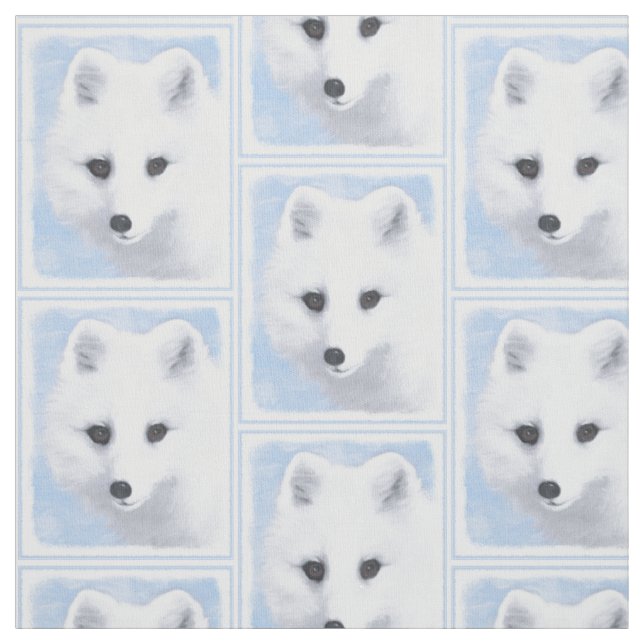 Arctic Fox Painting - Original Wildlife Art Fabric (Swatch)