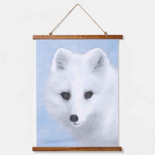 Arctic Fox Painting - Original Wildlife Art Hanging Tapestry (Front)