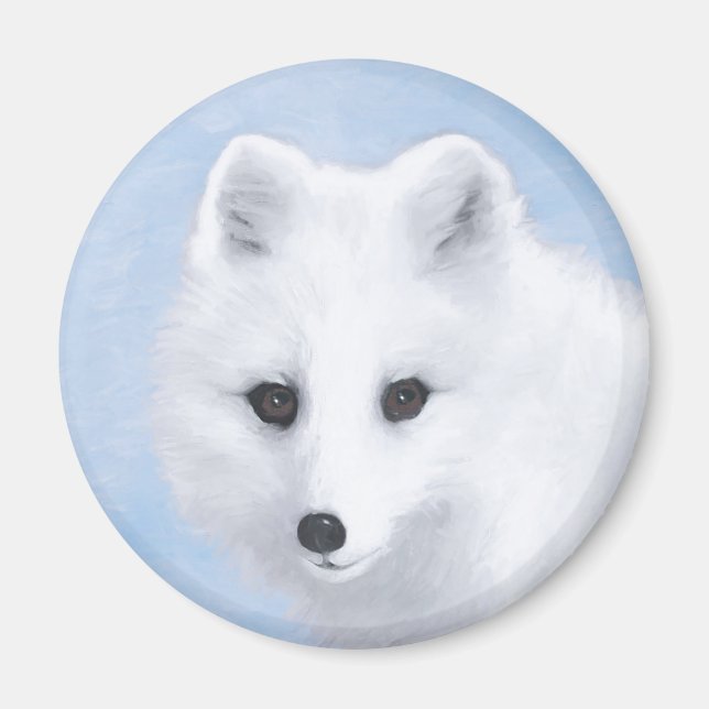 Arctic Fox Painting - Original Wildlife Art Magnet (Front)