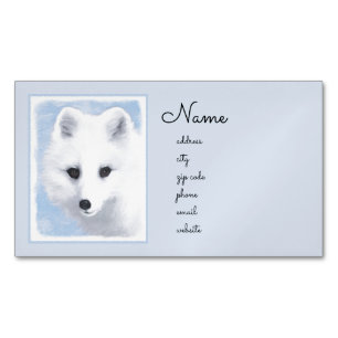 Arctic Fox Painting - Original Wildlife Art Magnetic Business Card