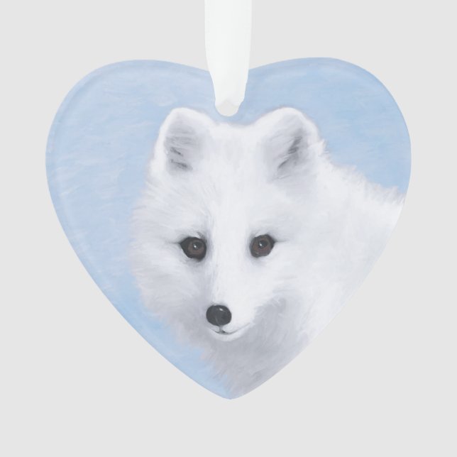 Arctic Fox Painting - Original Wildlife Art Ornament (Front)