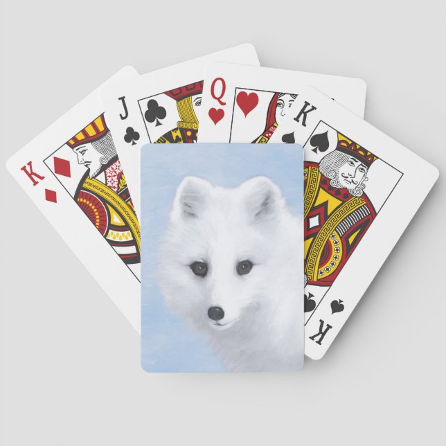 Arctic Fox Painting - Original Wildlife Art Playing Cards (Back)