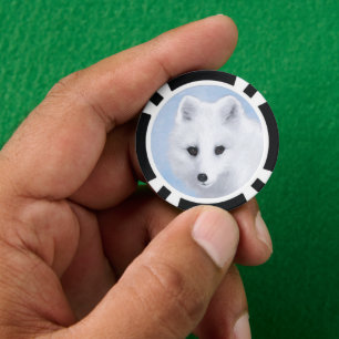 Arctic Fox Painting - Original Wildlife Art Poker Chips