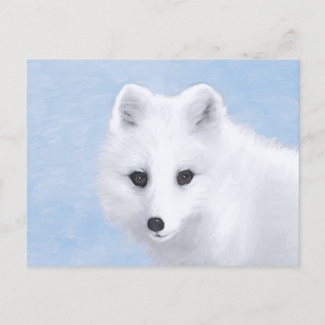Arctic Fox Painting - Original Wildlife Art Postcard (Front)