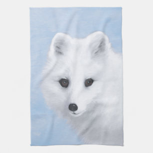 Arctic Fox Painting - Original Wildlife Art Tea Towel