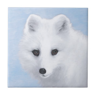 Arctic Fox Painting - Original Wildlife Art Tile