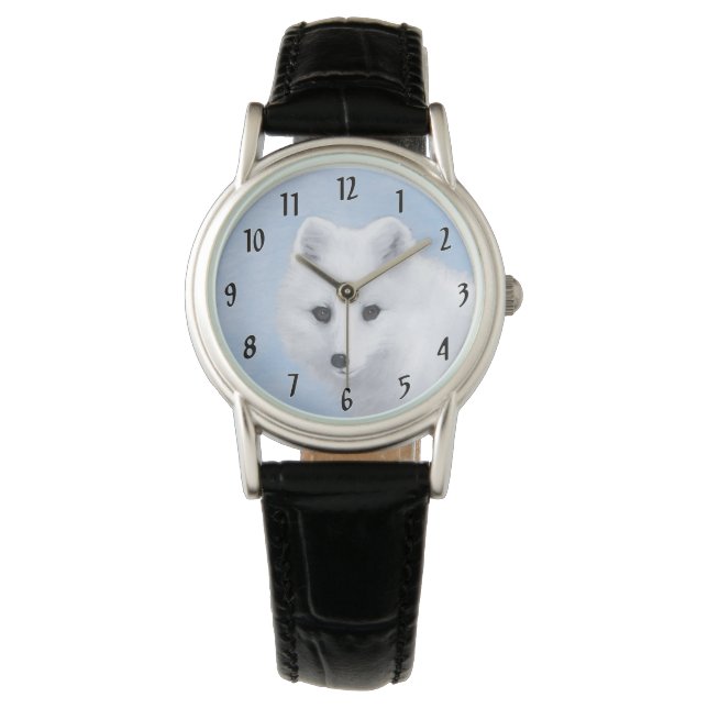 Arctic Fox Painting - Original Wildlife Art Watch (Front)