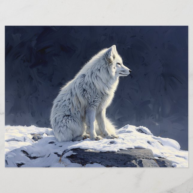 Arctic Fox Painting Scrapbook Paper (Front)