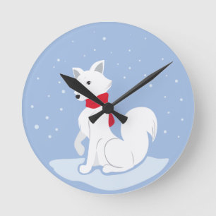 Arctic Fox Round Clock