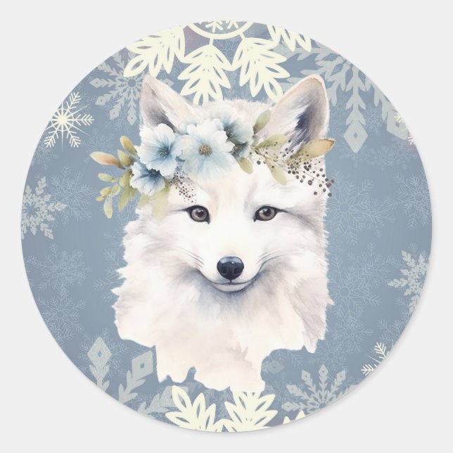 Arctic Fox Snowflake Stickers (Front)